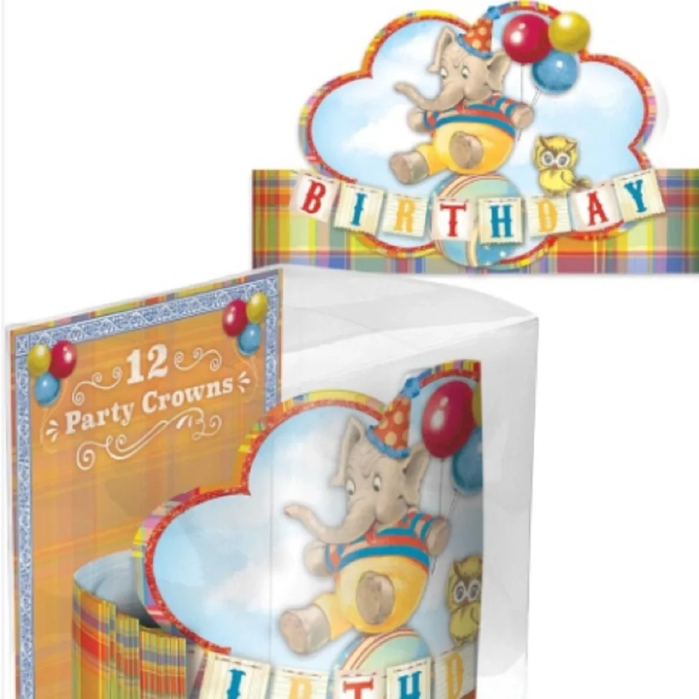 11 Birthday Party Crowns with Elephant Design